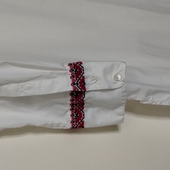 J. Crew women's medium tunic/mini dress popover long sleeve embroidered blue red - Picture 3 of 11